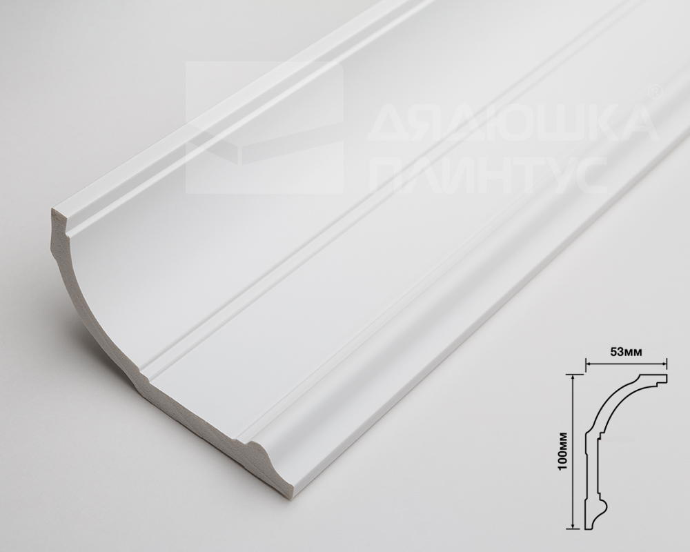Плинтус потолочный из полистирола высокой плотности HI-WOOD A100 100х53мм 2,0м