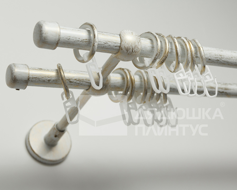 Карниз двухрядный кованый УЮТ d16мм 2,0м Белый/Золото