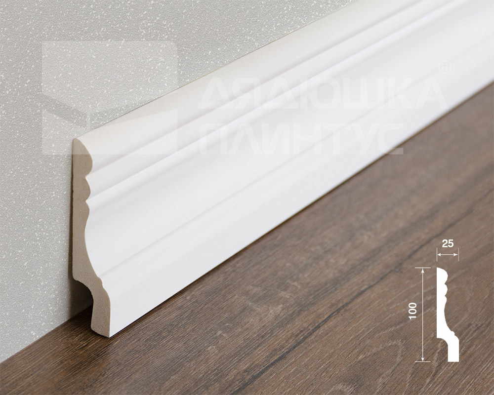 Плинтус из полистирола высокой плотности HI WOOD W009R 100мм х 25мм х 2,0м.