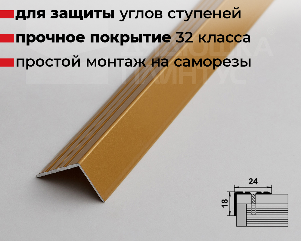 Порог угловой ПУ 03.900.02л Золото