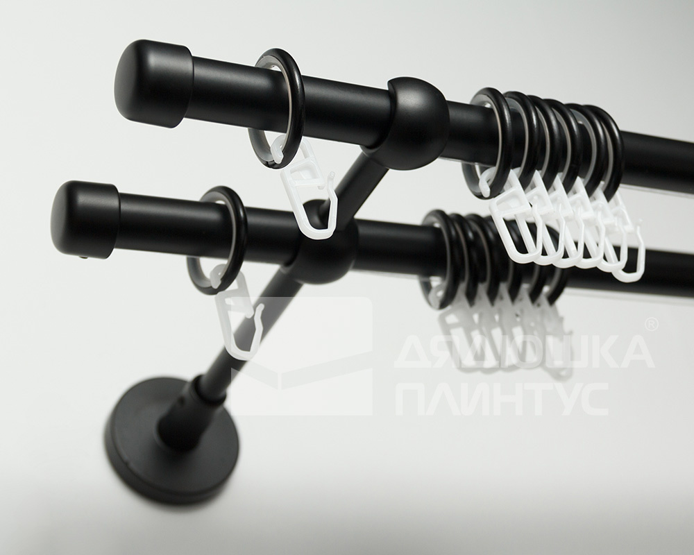 Карниз двухрядный кованый УЮТ D25мм 1,8м Черный