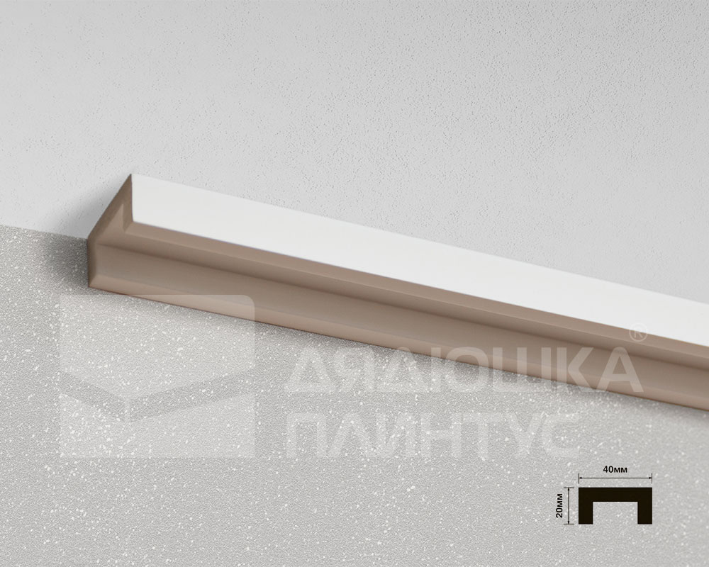 Молдинг из полистирола высокой плотности HI WOOD LB40 40мм х 20мм х 2,0м. Покраска под заказ
