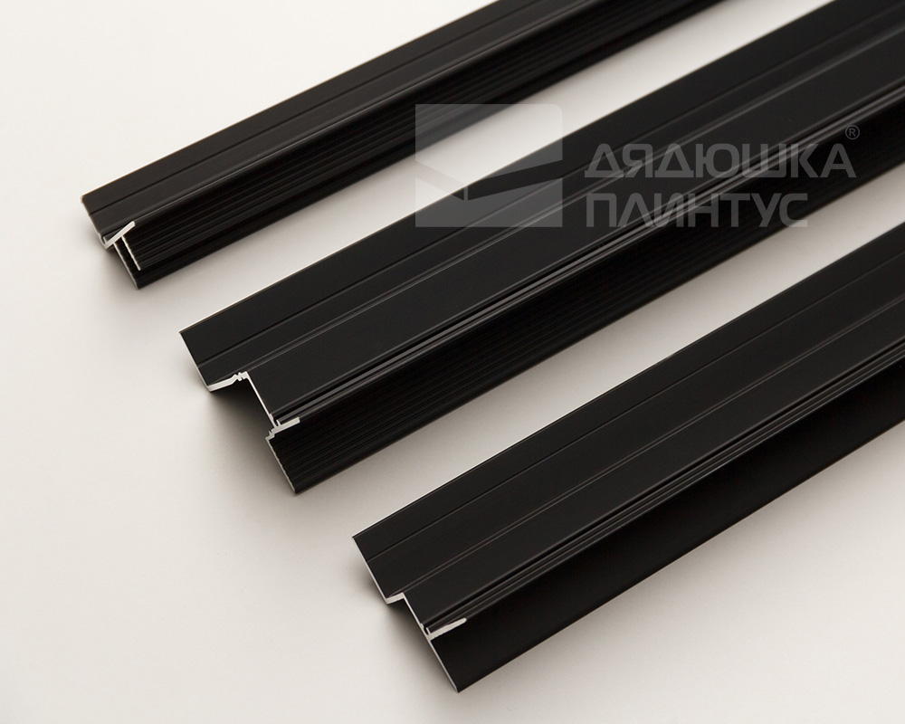 Плинтус алюминиевый потолочный под гипсокартон Волшебная палочка 10 мм 3,0 м Чёрный матовый