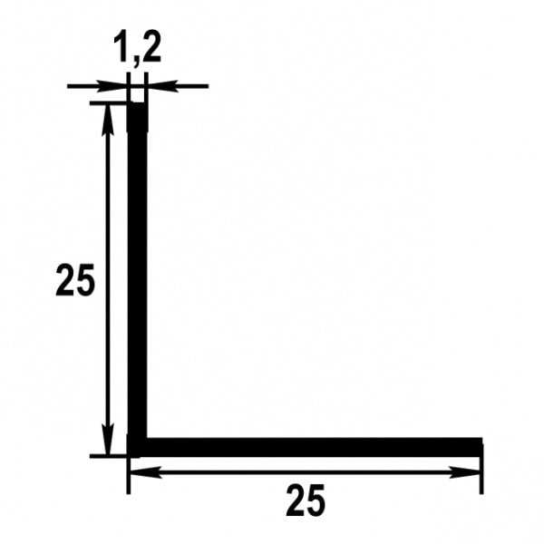 Уголок равнополочный 25х25 мм Уп 09.2000.502л Золото. Цена за 5 штук.